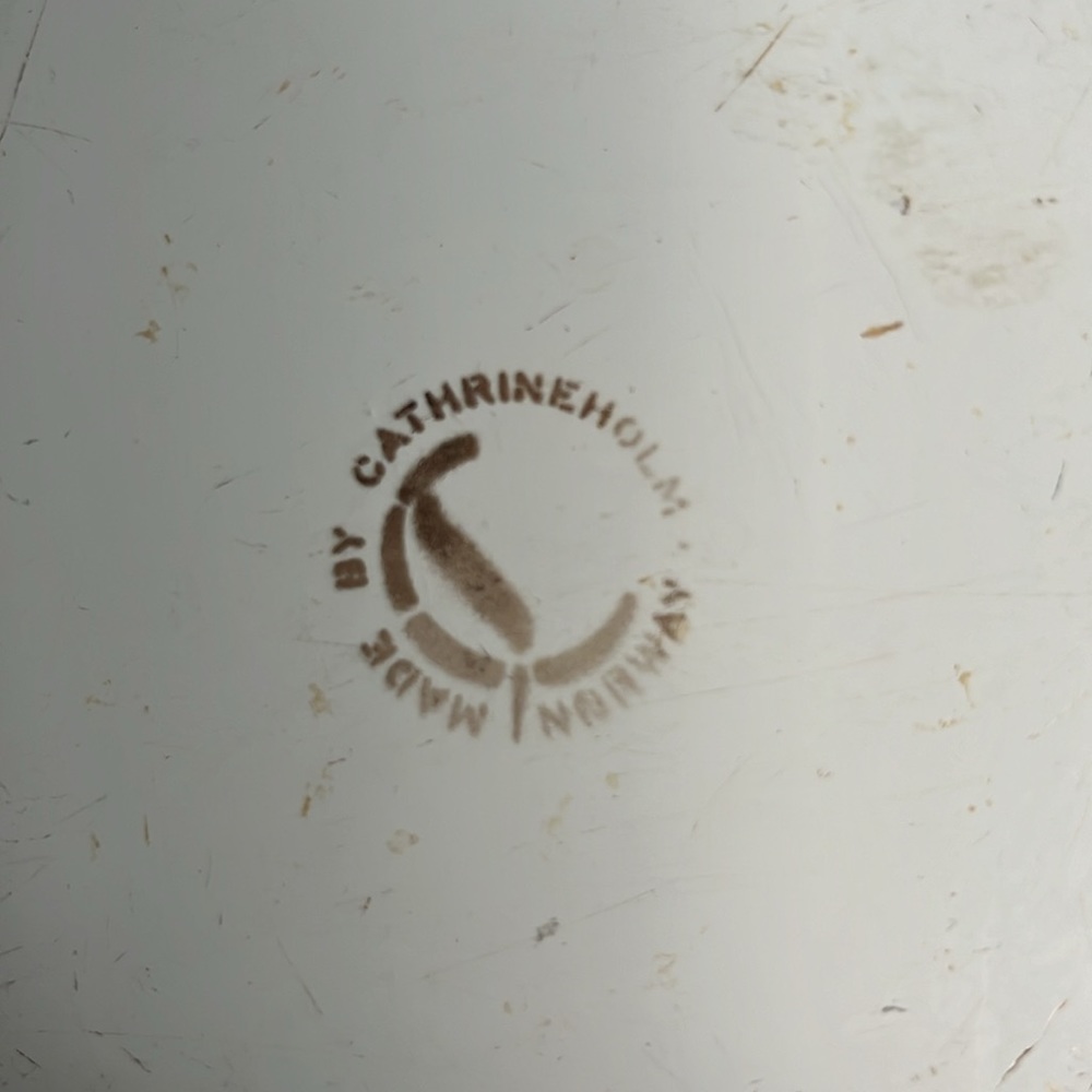 Vintage Cathrineholm Orange lotus enamel frying pan with wooden handle 9 inches - Picture 3 of 7